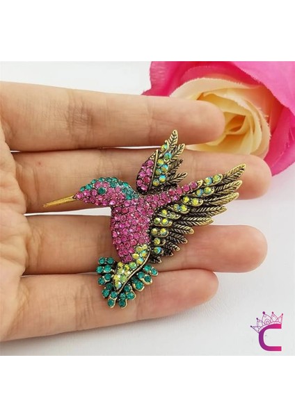 Hummingbird Tasarım Kadın Zirkon Taşlı Kuş Broş - Hediyelik Arkadaşa Sevgili Eşe Anneye Yaka Iğnesi fiyatları