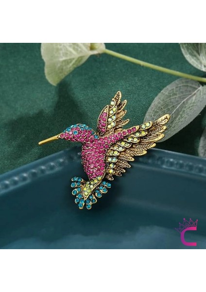 Hummingbird Tasarım Kadın Zirkon Taşlı Kuş Broş - Hediyelik Arkadaşa Sevgili Eşe Anneye Yaka Iğnesi fırsatları
