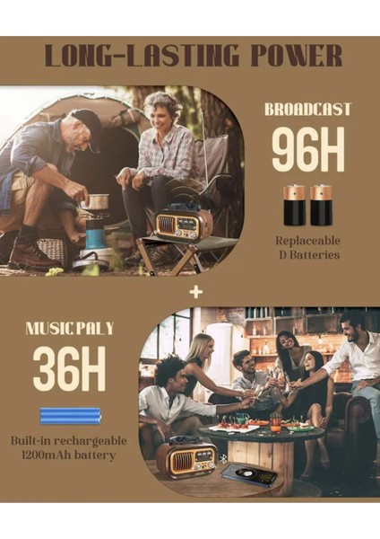 Renkli 3 Bandlı Güneş Enerjili Nostajik Radyo, Bt/tf/usb/fm/am/sw Özellikli