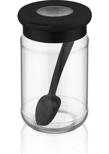 Şık 6’lı Baharatlık Seti, Siyah ve Şeffaf, Hassas Kaşıklı, Modern Tasarım