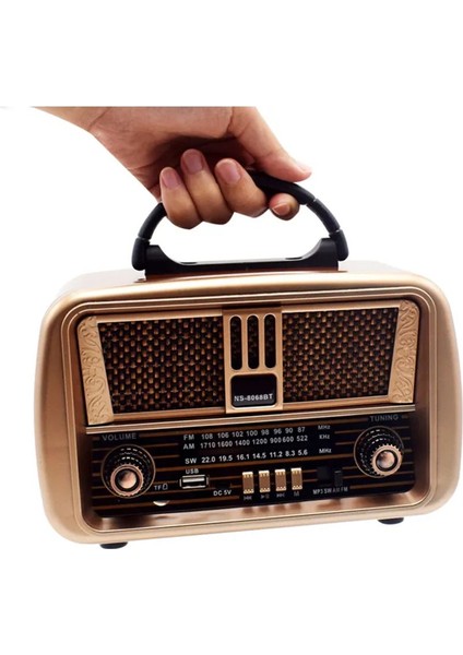 Kahverengi Taşınabilir Bluetooth Radyo, Şarjlı, Pilli, Usb, Sd ve Fm Özellikli modelleri