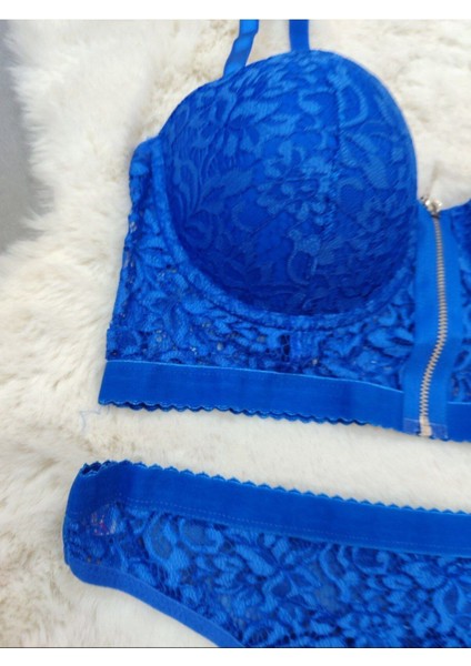 Ekonomik Önden Açılan Fermuarlı Dantel Detaylı Soft Dolgulu Sütyen - Iç Çamaşır Takımı fırsatları