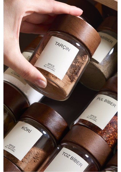 6'lı Borosilikat Cam Baharatlık Takımı 200ML ve 56 Etiketten Oluşur fiyatları