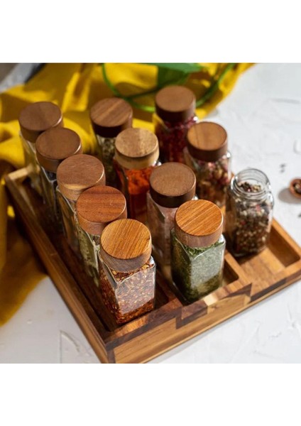 Kapaklı 12'li Cam Baharatlık Seti, 120 Ml, 16 Etiket Hediyeli fiyatları