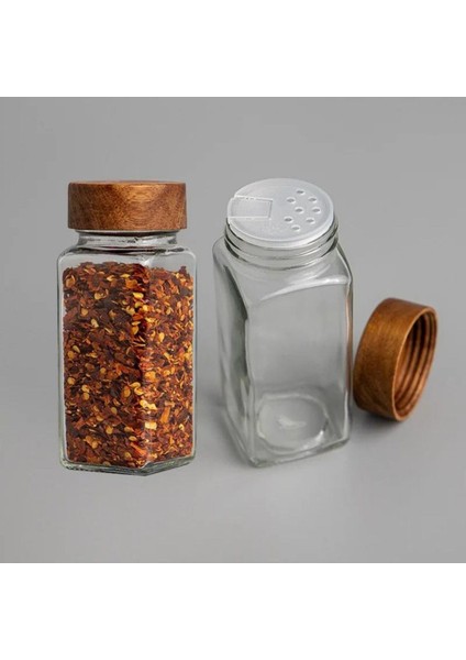 Kapaklı 12'li Cam Baharatlık Seti, 120 Ml, 16 Etiket Hediyeli