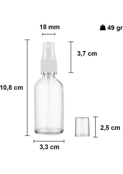 30 ml Şeffaf Kapaklı Beyaz Sprey, 36 Adet Cam Şişe, Hijyen ve Kullanım Kolaylığı fiyatları