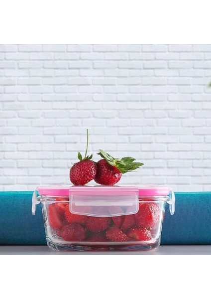 Pembe Kilitli Cam Saklama Kabı Seti 4'lü, Farklı Boyutlarda, Sağlıklı ve Şık Kullanım Sağlar fırsatları
