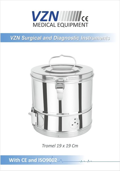 Paslanmaz Çelik Tromel 19X19CM, Dayanıklı ve Şık Tasarım