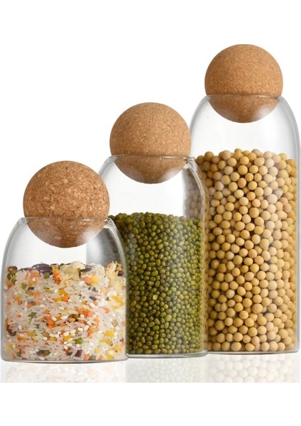 3'lü Top Mantar Kapaklı Cam Kavanoz ve Baharatlık Seti, Şık ve Kullanışlı Tasarım fiyatları