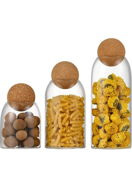 3'lü Top Mantar Kapaklı Cam Kavanoz ve Baharatlık Seti, Şık ve Kullanışlı Tasarım modelleri