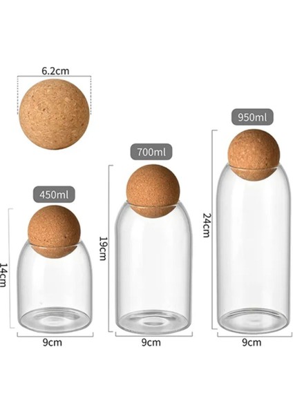 3'lü Top Mantar Kapaklı Cam Kavanoz ve Baharatlık Seti, Şık ve Kullanışlı Tasarım fırsatları