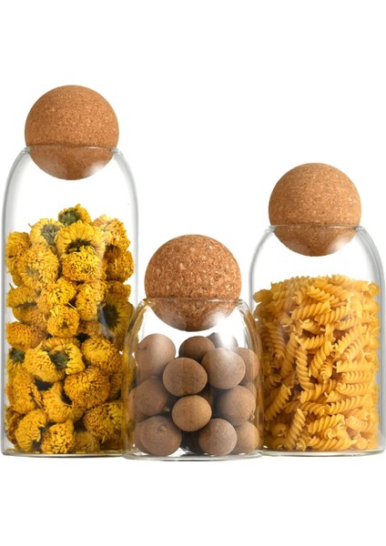 3'lü Top Mantar Kapaklı Cam Kavanoz ve Baharatlık Seti, Şık ve Kullanışlı Tasarım indirimleri