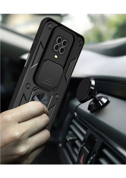 Xiaomi Redmi Note 9 Pro Kılıf Pars Lens Yüzüklü Silikon - Siyah modelleri