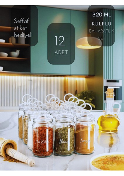 12'li Cam Baharat Takımı, Vakumlu Kapak ve Hediye Etiketiyle Set fırsatları