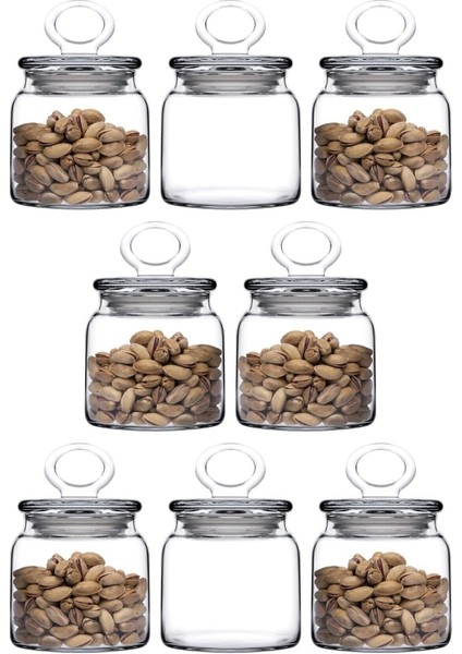 8'li Cam Kapaklı Küçük Kavanoz Seti, 575CC, Şık ve Kullanışlı Mutfak Aksesuarı