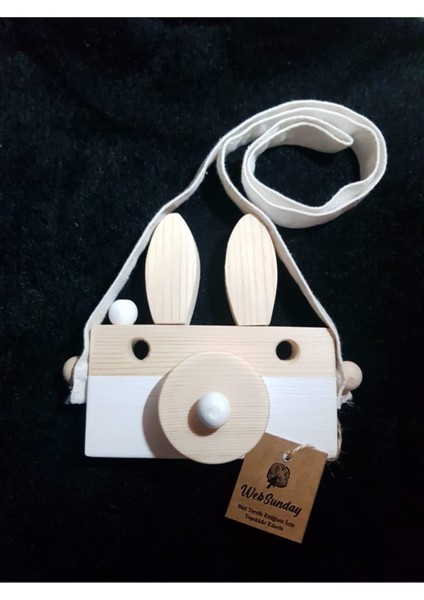 Ahşap Tavşan Fotoğraf Makinesi, Duyusal ve Eğitici Hayvan Oyuncak, Beyaz fiyatları