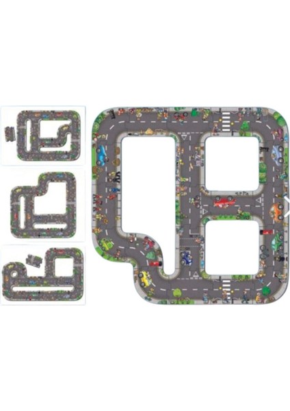 Renkli Ahşap Oyuncak Araç Parkuru, Eğlenceli Yol ve Otoban Puzzle, Eğitimli ve Keyifli fırsatları