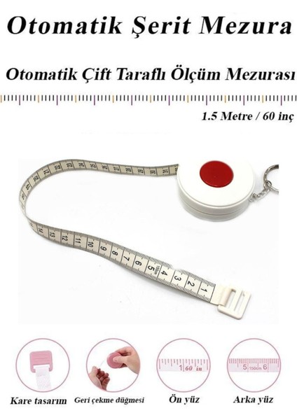 Otomatik Anahtarlık Mezura 1,5 Mt. Vücut Ölçüm Araçları modelleri
