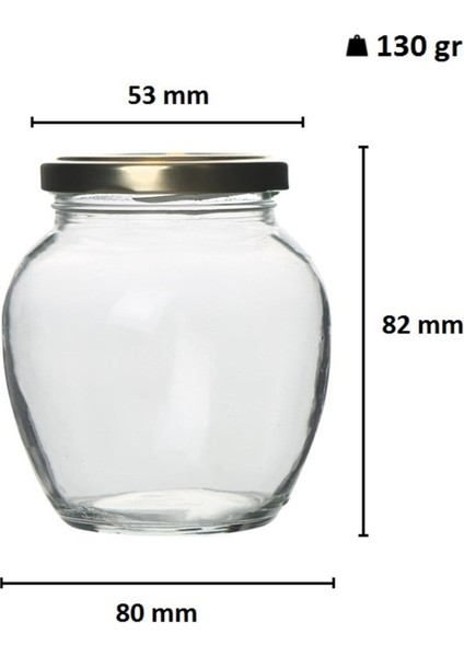 36 Adet 210 ml Şeffaf Cam Yumurta Model Kavanoz Gold Kapaklı, Turuncu Renkli modelleri