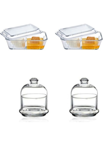 Beyaz Cam Saklama Kabı Seti, 4'lü, Pratik ve Şık Kahvaltılık Düzenleyici