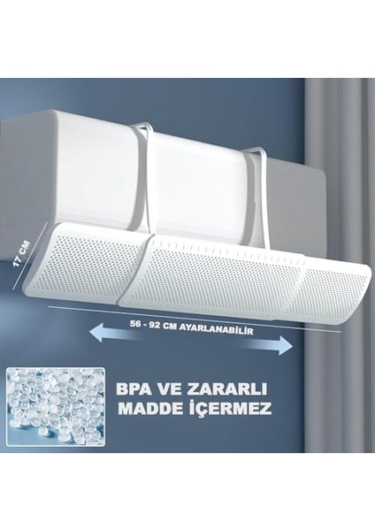 Delikli Ayarlanabilir Klima Hava Yönlendirici Aparatı ve Siperliği - 56-92 cm Ayarlanabilir Split Klima Aparatı fiyatları