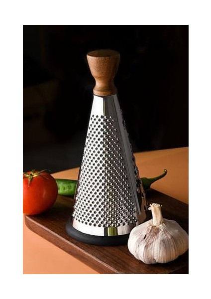 Ahşap Saplı Modern Paslanmaz Çelik Koni Rende 24 x 12 cm fiyatları