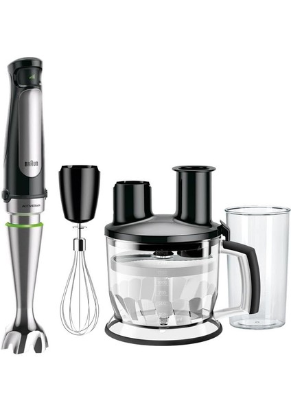 Multiquick 7 Mq 7075X El Blenderi, Activeteknolojisine Sahip Çıkarılabilir Paslanmaz Çelik Blender Ayağına Sahip El Blenderi, 3 Parçalı Aksesuar Seti Dahil, 1000 Watt, Siyah