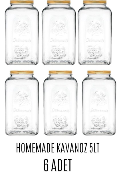 5 Lt Turşu Erzak Kavanozu Seti - 6 Adet, Şık ve Kullanışlı Saklama Kabı