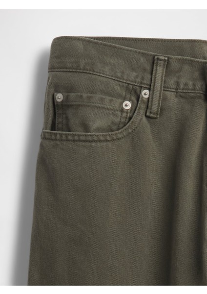 Erkek Yeşil Relaxed Straight Jean Pantolon modelleri