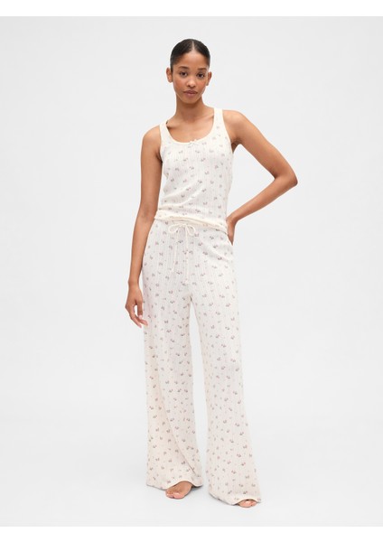 Kadın Beyaz Pointelle Pijama Altı