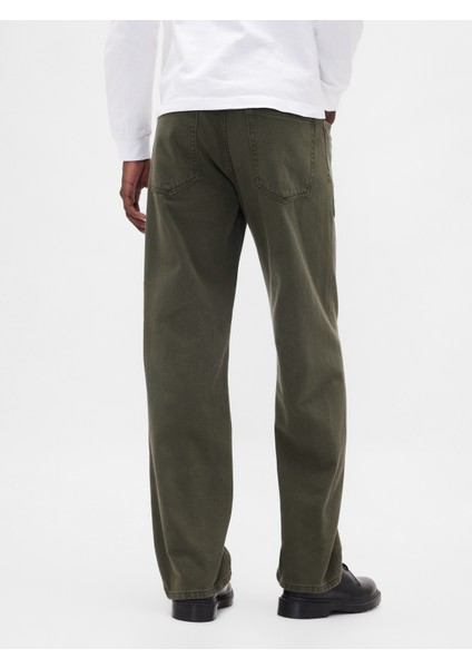 Erkek Yeşil Relaxed Straight Jean Pantolon fırsatları