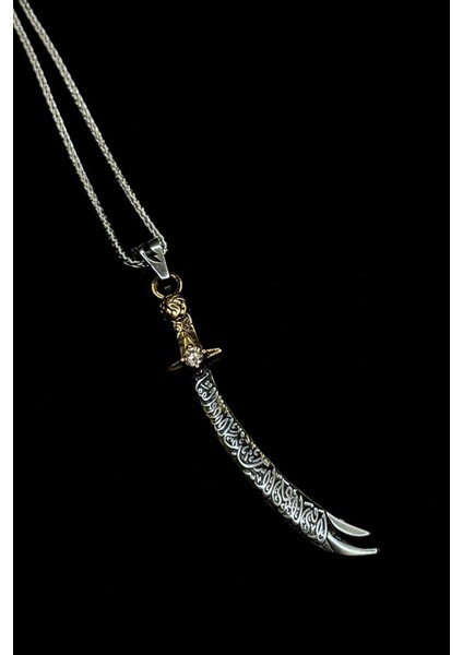 925 Ayar Gümüş Zülfikar Kolye Zülfikar Kılıç Hz. Ali Zirkon Taşlı Kolye modelleri