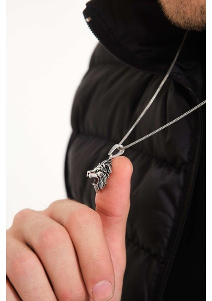 925 Ayar Gümüş Aslan Kolye indirimleri