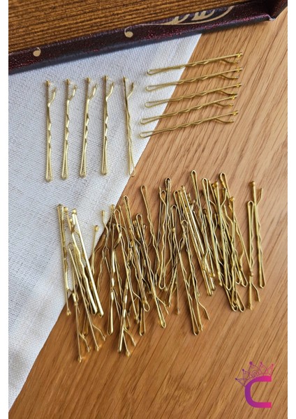 50'li Gold Sarı Renk Tel Toka 5cm - Yumuşak Uçlu Acıtmaz Kadın Tel Saç Tokası