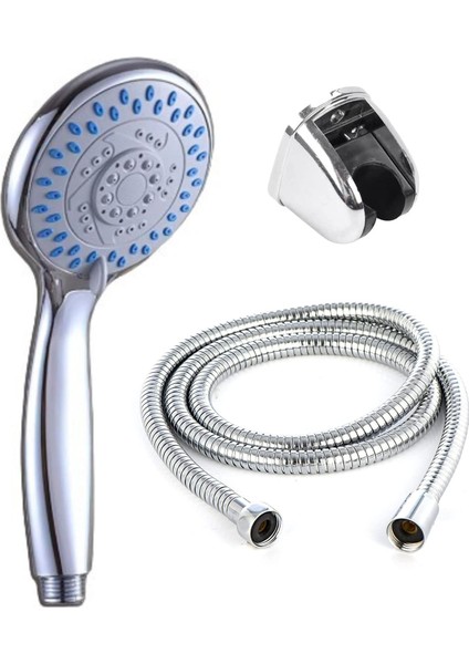 Cosy 3 Fonksiyonlu Duş Seti - Mafsallı (Askılı) Spiral Hortumlu (150CM) - Basınç Ayarlı Duş Başlığı G1/2 Uyumlu Yüksek Tazyikli Paslanmaz Ekonomik Banyo Duş Seti - (Cosy Duş Başliği + Mafsal + Spiral Hortum)