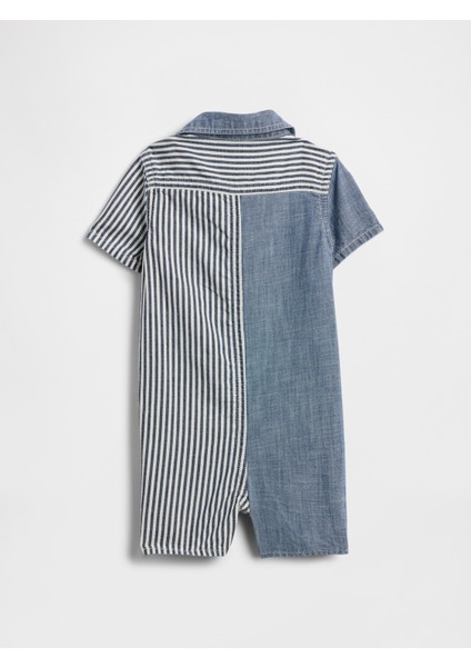 Bebek Mavi Chambray Çizgili Tek Parça modelleri
