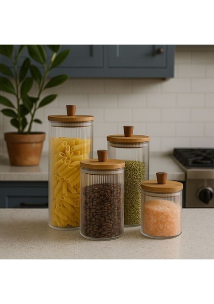 Turuncu 4'lü Vakum Kapaklı Borosilikat Cam Kavanoz Seti modelleri