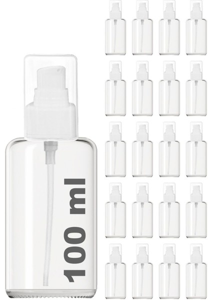 100 ml Şeffaf Losyon Sprey Şişe, 20 Adet, Sızdırmaz, Krem Pompa Kapaklı, Cam Tasarım