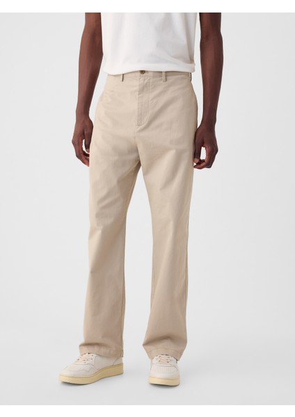 Erkek Krem Modern '90S Loose Kaki Pantolon