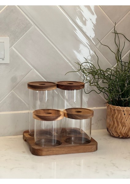 4'lü Standlı Cam Kavanoz Seti, Şık ve Kullanışlı Saklama Çözümleri