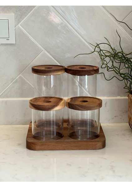 4'lü Standlı Cam Kavanoz Seti, Şık ve Kullanışlı Saklama Çözümleri fiyatları