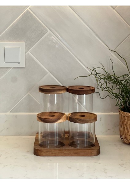 4'lü Standlı Cam Kavanoz Seti, Şık ve Kullanışlı Saklama Çözümleri modelleri