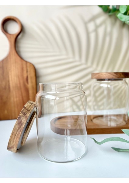 3'lü 600ML Vakum Kapaklı Düz Cam Kavanoz Seti, Kahverengi modelleri