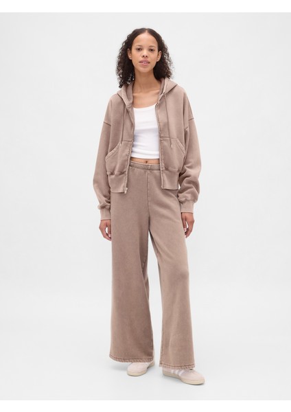 Kadın Koyu Bej Vintagesoft Baggy Wide-Leg Pantolon