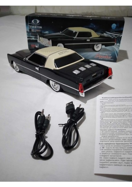 Nostaljik Görünümlü Arabalı Radyo - Siyah, Şık ve Retro Tasarım