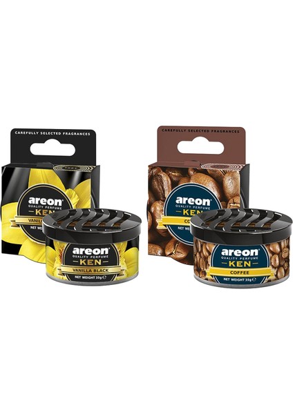 Areon Ken Vanilla Black & Coffe Bardaklik Oto Araç Kokusu Ikili Set