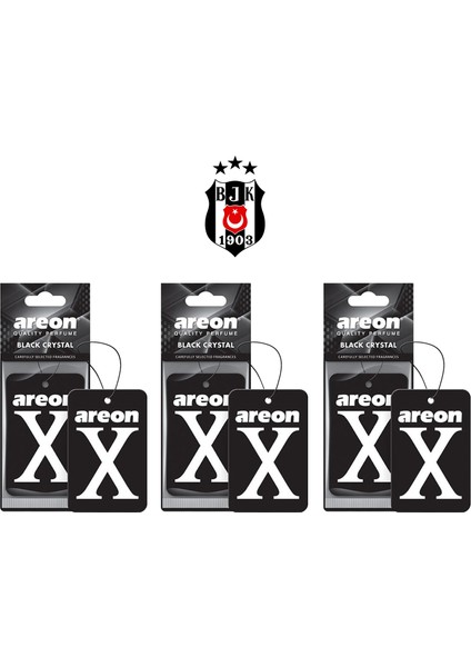 Areon Beşiktaş Renkleri Black Crystal Oto Araç Kokusu Üçlü Set