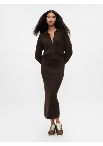 Kadın Kahverengi CashSoft Relaxed Rib Hırka fırsatları
