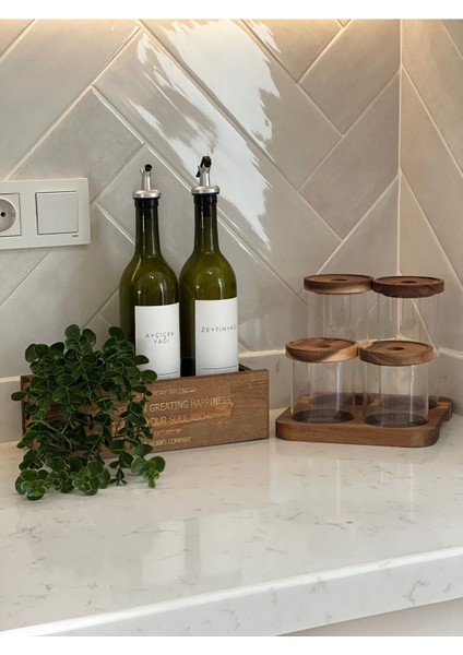 Standlı 4'lü Cam Kavanoz ve Yağdanlık Çiçek Seti, Şık ve Kullanışlı Ürünler