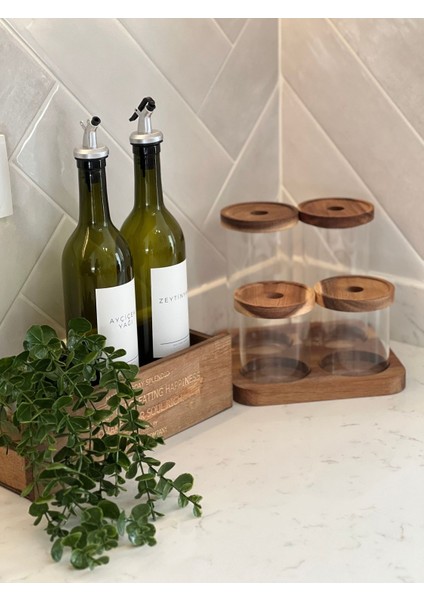 Standlı 4'lü Cam Kavanoz ve Yağdanlık Çiçek Seti, Şık ve Kullanışlı Ürünler fiyatları